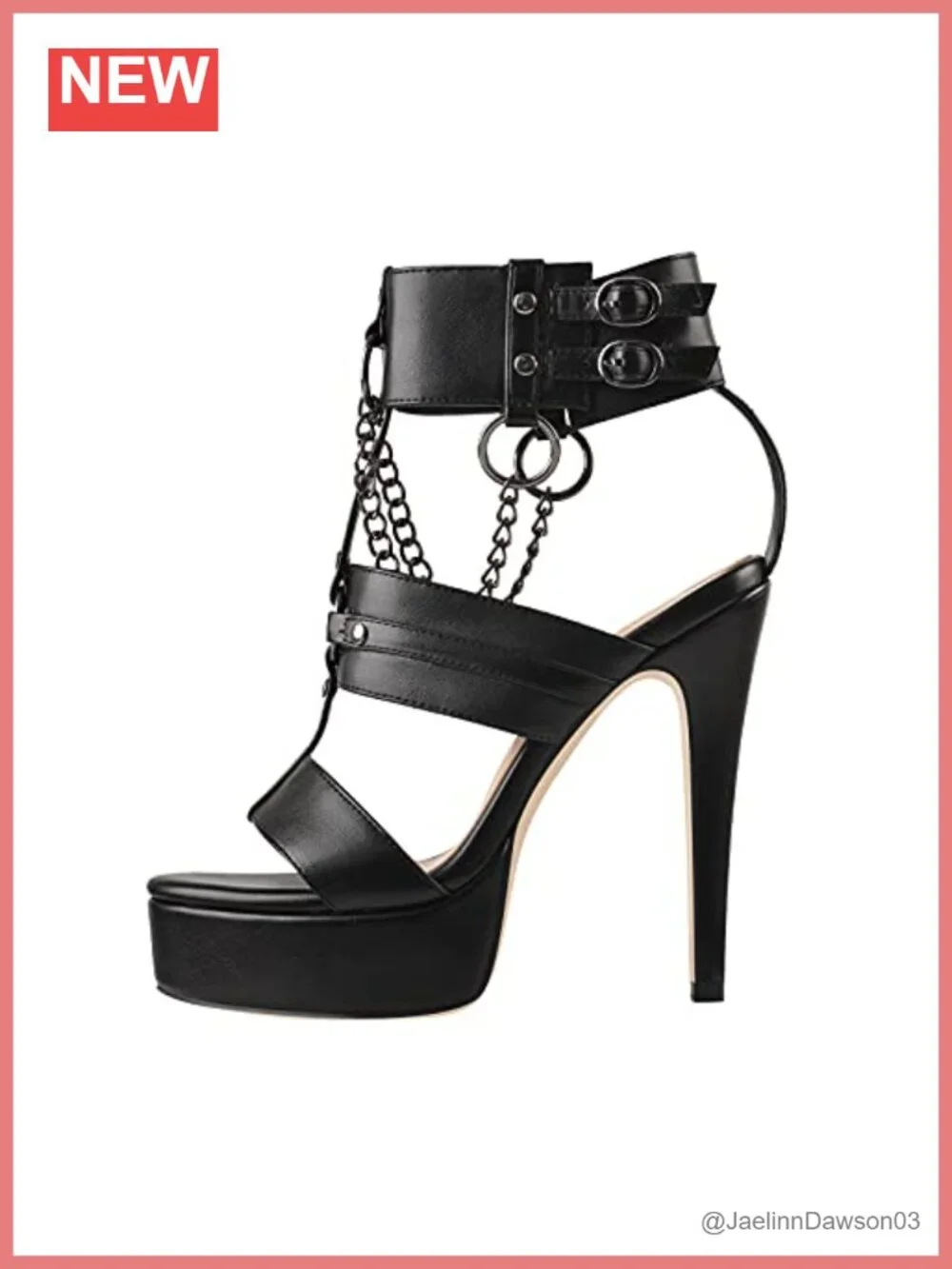 Strappy Platform Stiletto Heels Ankle Buckle Chain Studded Sandals Punk Gothic